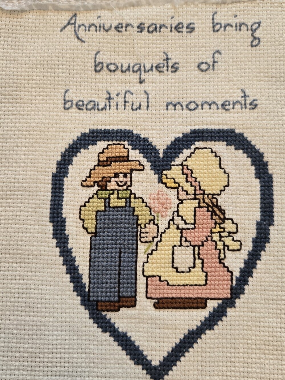 Vintage Cross Stitch Anniversary Sampler | 8x7.5" Unframed